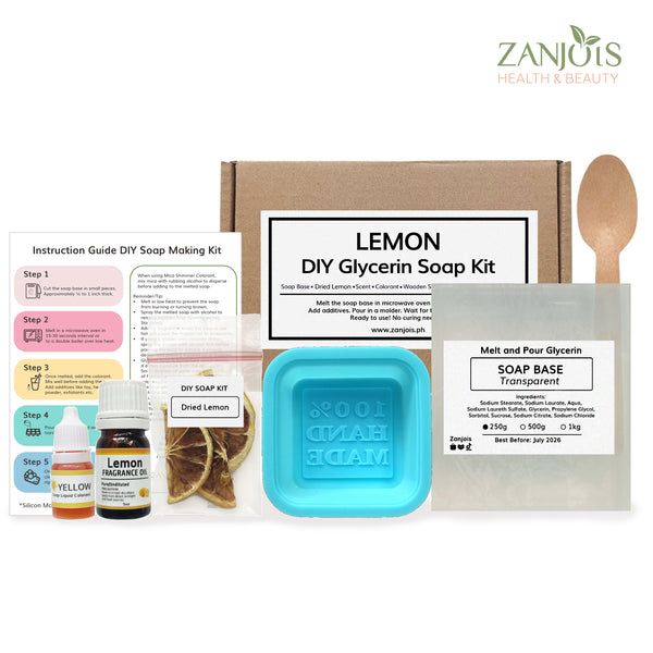 DIY Lemon Soap Kit (Melt and Pour Soap) Glycerin Bath Soap Zanjois
