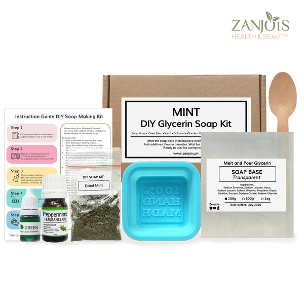 DIY Mint Soap Kit (Melt and Pour Soap) Glycerin Bath Soap